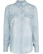 Mango Bleached Wash Denim Shirt - Lyst