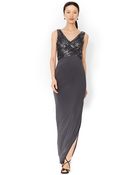 Lauren by Ralph Lauren Sequin Mesh V Neck Gown - Lyst