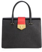 Prada Saffiano Double Gusset Flap Satchel - Lyst
