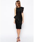 Asos Ruffle Bonded Texture Bodyconscious Dress - Lyst