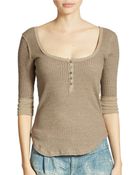 Free People Wide Ribbed Jersey Henley - Lyst