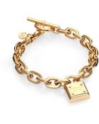 Michael Kors Padlock Charm Bracelet/Gold - Lyst