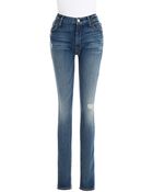 7 For All Mankind Distressed Skinny Jeans - Lyst