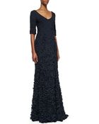 Theia By Don O'neill Halfsleeve Vneck Petal Gown - Lyst