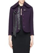 Alexander McQueen Wide Collar Eyelet Front Wool Jacket - Lyst