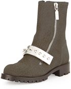 Alexander McQueen Nubuck Stud-Strap Moto Boot - Lyst