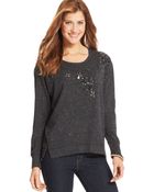 DKNY Long-Sleeve Studded Sweatshirt - Lyst