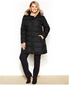 DKNY Plus Size Faux-Fur-Trim Hooded Down Puffer Coat - Lyst