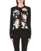 Erdem Satin-panelled Floral-print Cardigan - Lyst