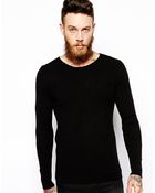 Asos Crew Neck Jumper In Stretch Rib - Lyst