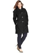 London Fog Plus Size Hooded Clip-Front Jacket - Lyst
