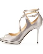 Jimmy Choo Arica Crisscross Peep-toe Sandal - Lyst