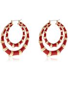 River Island Red Double Creole Hoop Earrings - Lyst