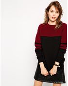 Asos Chunky Jumper In Colourblock - Lyst