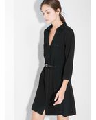 Mango Belt Shirt Dress - Lyst