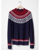 Gap Reverse Fair Isle Mockneck Sweater - Lyst