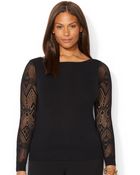 Lauren by Ralph Lauren Plus Size Illusionsleeve Sweater - Lyst