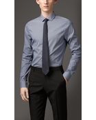 Burberry Slim Fit Stretch Cotton Blend Shirt - Lyst