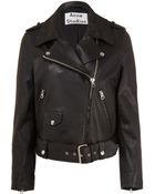 Acne Studios Black Mape Leather Belted Biker Jacket - Lyst