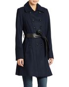 DKNY Belted Double-Breasted Coat - Lyst
