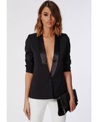 Missguided Satin Lapel Tailored Blazer Black - Lyst