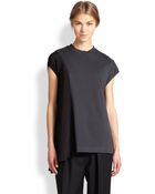 3.1 Phillip Lim Horizon Draped-Side Cotton & Silk Top - Lyst