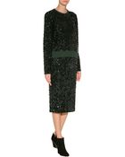 Cedric Charlier Sequined Wool Pencil Skirt - Lyst
