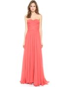 Marchesa Strapless Silk Chiffon Gown - Coral - Lyst