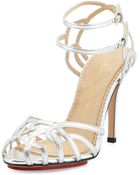 Charlotte Olympia Ursula Strappy Metallic Sandal - Lyst