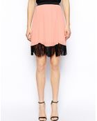 Asos Pleated Midi Skirt With Lace Hem - Lyst