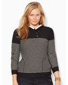 Lauren by Ralph Lauren Striped Cotton Hooded Pullover - Lyst
