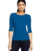 Michael Stars 1X1 Rib 3/4 Sleeve Crew Neck Tee - Lyst