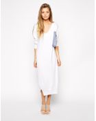 Asos Midi Dress In Knit With V-Neck - Lyst