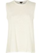 River Island Cream Split Back Tank Top - Lyst