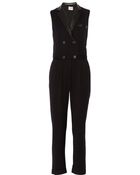 Sea Leather-Trimmed Wool Jumpsuit - Lyst