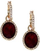 Anne Klein Glitz Gold-Tone Hoop And Red Stone Drop Earrings - Lyst