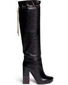 Lanvin Chain Drawstring Leather Boots - Lyst