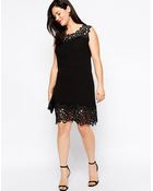Asos Curve Exclusive Shift Dress With Lace Trim - Lyst