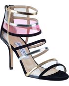 Jimmy Choo Mixer Cage Sandal Multi Black Suede - Lyst