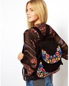 Asos Leather Backpack with Flower Embroidery - Lyst
