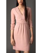 Burberry Silk Ruched Detail Dress - Lyst