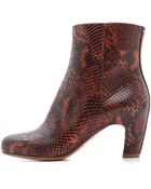 Maison Margiela Snake Printed Leather Booties - Red - Lyst