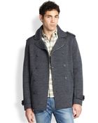Diesel Double-Breasted Stretch Wool Peacoat - Lyst