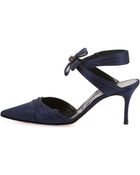 Manolo Blahnik Mantello Satin Bow Pump - Lyst