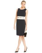 Jones New York Belted Colorblock Sheath Dress - Lyst