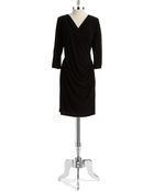 Calvin Klein Faux Leather Accented Wrap Dress - Lyst