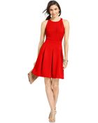 Spense Petite Laser-Cut Pleated Flare Dress - Lyst