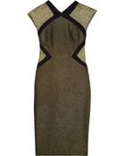 Badgley Mischka Metallic Tulle-Paneled Stretch-Crepe Dress - Lyst
