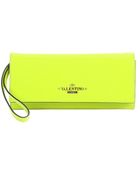 Valentino Neon Yellow Leather Continental Wristlet Wallet - Lyst