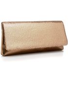 La Regale Metallic Satin Flap Clutch - Lyst
